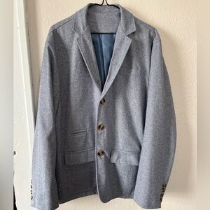 Men's Made in UK Light Blue Herringbone Cotton Blazer